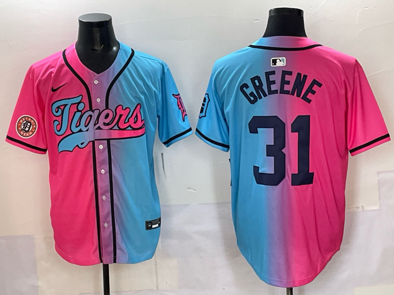 Men 2025 Detroit Tigers 31 Greene Blue pink Game Nike MLB Jersey style 033